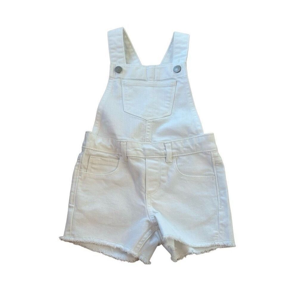 Old Navy White Denim Bib Short Overalls Size 4T